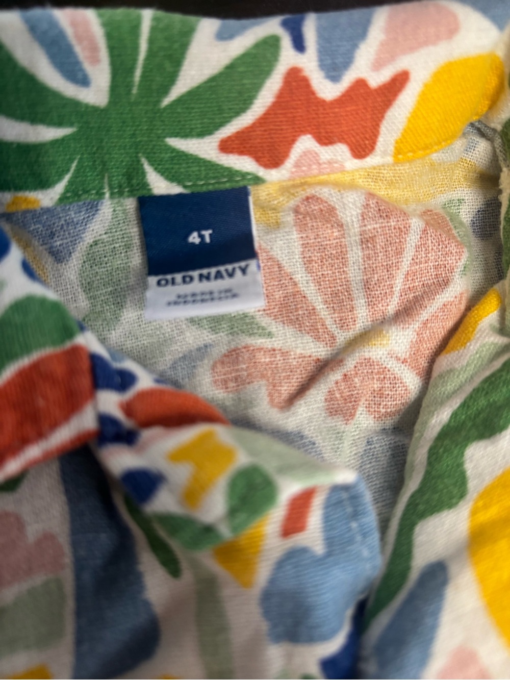Old Navy Kids Floral Button-Up Shirt - Green, Blue, Yellow, Red, Pink - Picture 2 of 2